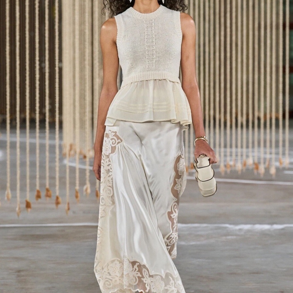 NWT Ulla Johnson Edda Elegant Sleeveless Knit Peplum Silk & Cotton Top Ivory - Picture 6 of 16